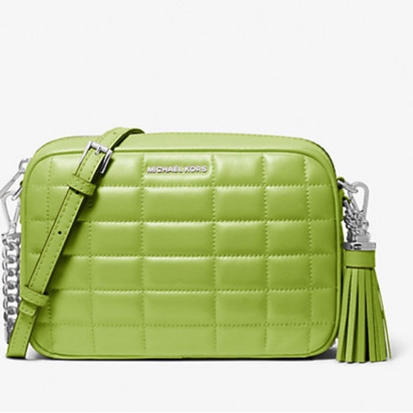 💚MICHAEL KORS💚Pear Medium Jet Set Leather Crossbody Camera Bag/NWT - Picture 1 of 7